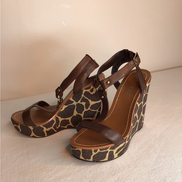 Ralph Lauren Brown Leather Sandals with Wedge Heel Women’s Size 5 - Picture 9 of 9